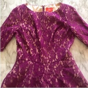 Monique Lhuillier Like Candy Garnet Lace Dress